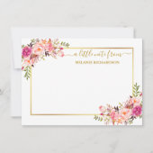 Eleganter Goldrahmen Wasserfarbe Rosa Rosa Blüte Mitteilungskarte (Vorderseite)