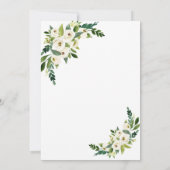 Eleganter Goldrahmen Weiße blühende Blume Taufe Einladung (Rückseite)