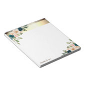 Eleganter Goldrand, blaue Blumen Notizblock (angewinkelt)