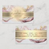 Eleganter Goldrand, Lotus Marmor Weiße Rose Gold Visitenkarte (Vorne/Hinten)