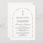 Eleganter Goldrausch Einladung De Bautizo Taufe (Vorne/Hinten)
