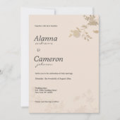 Eleganter Goldrausch Pfirsich romantische Hochzeit Einladung (Vorderseite)