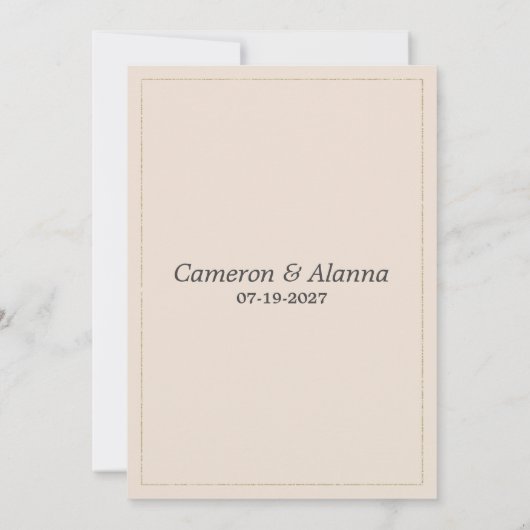 Eleganter Goldrausch Pfirsichfarben Romantische UA Einladung (Rückseite)