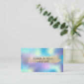 Eleganter Goldrausch Pinselstrich, blauer Holograf Visitenkarte (Stehend Vorderseite)