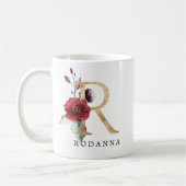 Eleganter Goldrausch Rosa Blume Letter R Kaffeetasse (Links)