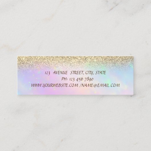 Eleganter Goldrausch Schlaganfall, Goldener Glitze Mini Visitenkarte (Rückseite)
