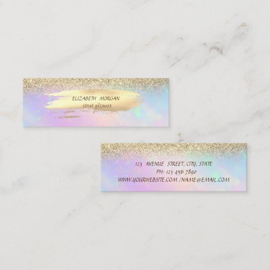 Eleganter Goldrausch Schlaganfall, Goldener Glitze Mini Visitenkarte (Vorne/Hinten)