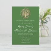 Eleganter Goldrausch Tree Roots of Liebe Wedding Einladung (Stehend Vorderseite)