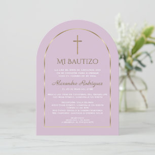 Eleganter Goldrevier Lila Bautizo Einladung