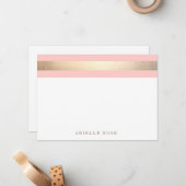 Eleganter Goldrosa-Streifen Mitteilungskarte (Vorderseite/Rückseite Beispiel)