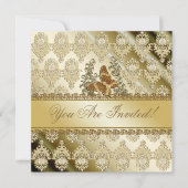 Eleganter Goldschmetterling bei jeder Gelegenheit Einladung (Vorderseite)