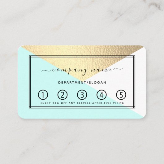 Eleganter Goldschmied & Aqua Moderner geometrische Treuekarte (Rückseite)