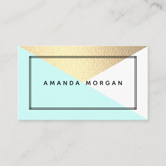 Eleganter Goldschmied & Aqua Moderner geometrische Visitenkarte (Vorderseite)
