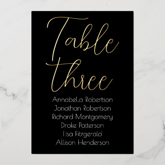 Eleganter Goldschmied auf der Black Wedding Tischn Folieneinladung (Vorderseite)