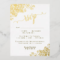 Eleganter Goldschmied auf der RSVP-Karte für White