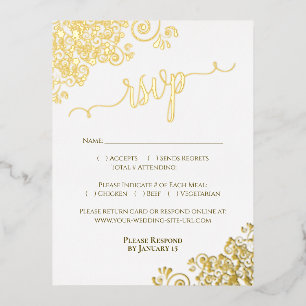 Eleganter Goldschmied auf der RSVP-Karte für White Folie Einladungspostkarte