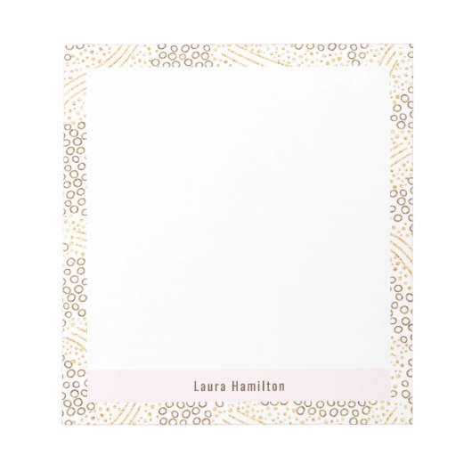 Eleganter Goldschmied Confetti Rahmen Weißer Urlau Notizblock (Vorderseite)