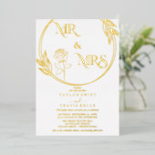 Eleganter Goldschmied | Emerald Mr. & Mrs. Wedding Folieneinladung (Stehend vorne)