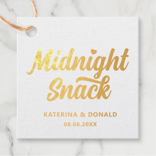 Eleganter Goldschmied Hochzeit Mitternacht Snack Geschenkanhänger (Vorderseite)