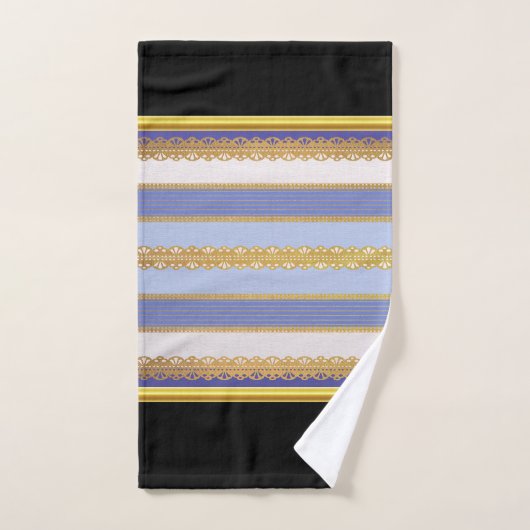 Eleganter Goldschmied mit blau-weißem Streifen Bat Badhandtuch Set (Handtuch)