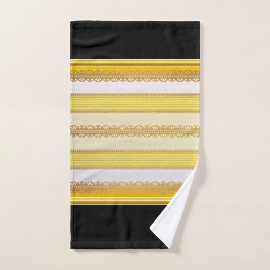 Eleganter Goldschmied mit gelb-weiß Streifen Bat Badhandtuch Set (Handtuch)