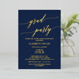 Eleganter Goldschmied | Navy Blue Graduation Party Folieneinladung