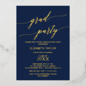 Eleganter Goldschmied | Navy Blue Graduation Party Folieneinladung (Vorderseite)