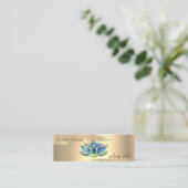 Eleganter Goldschmied Pinselstrich, Blauer Lotus Mini Visitenkarte (Stehend Vorderseite)