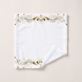 Eleganter Goldschmied Wirbel Blumengestein Badhandtuch Set (Waschlappen)