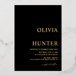 Eleganter Goldschmiedeweg Schwarzes Hochzeitspazie Folieneinladung