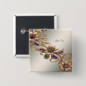 Eleganter Goldschmuck Blumen Knopf Button (Vorne & Hinten)