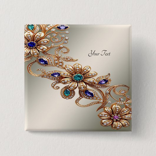 Eleganter Goldschmuck Blumen Knopf Button (Vorderseite)