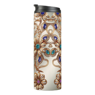 Eleganter Goldschmuck Blumen Thermo-Becher Thermosbecher