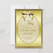 Eleganter Goldschmuck Bow & Glitzer Geburtstag Einladung (Vorderseite)