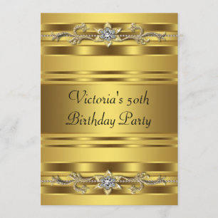 Eleganter Goldschmuck Damen Gold 50. Geburtstag Einladung