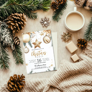 Eleganter Goldschmuck Weihnachtsstern Weihnachtsfe Einladung