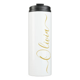 Eleganter Goldschrift-Olivia-Name-Weißer Tumbler Thermosbecher