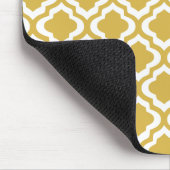 Eleganter Goldsenf-Marokkaner Quatrefoil Klee Mousepad (Ecke)