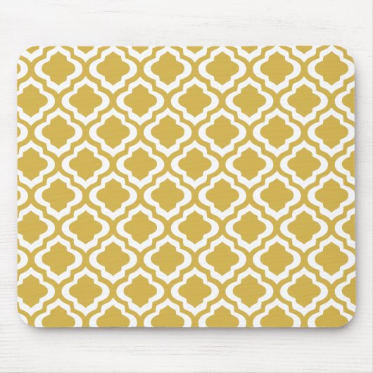 Eleganter Goldsenf-Marokkaner Quatrefoil Klee Mousepad (Vorne)