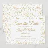 Eleganter Goldstaub-Konfetti-Chic-Script-Hochzeit Save The Date (Vorne/Hinten)