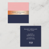 Eleganter Goldstreifen-blaue quadratische Quadratische Visitenkarte (Vorne/Hinten)