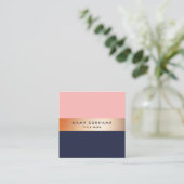 Eleganter Goldstreifen-blaue quadratische Quadratische Visitenkarte (Stehend Vorderseite)