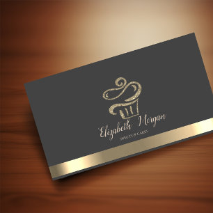 Eleganter Goldstreifen-Glitter-Cupcake Visitenkarte