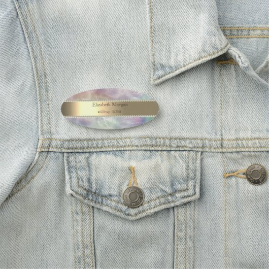 Eleganter Goldstreifen, Glitzer Bokeh, Perlen Name Namensschild (Beispiel)