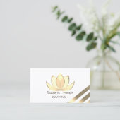 Eleganter Goldstreifen Lotus Visitenkarte (Stehend Vorderseite)