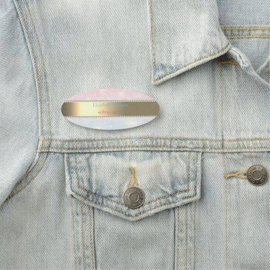 Eleganter Goldstreifen, Perlen, Bokeh Namensschild (Beispiel)