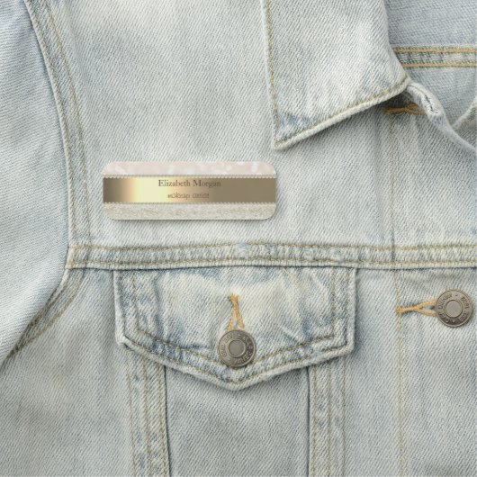 Eleganter Goldstreifen, Perlen, Glitzer Bokeh Namensschild (Beispiel)