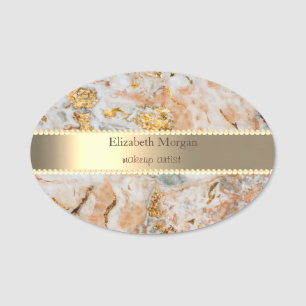 Eleganter Goldstreifen, Perlen Goldmarmorname Namensschild