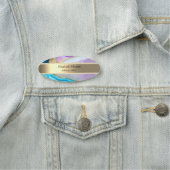 Eleganter Goldstreifen, Perlen, violetter blauer M Namensschild (Beispiel)