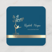 Eleganter Goldstreifen, Tree Silhouette Yoga Quadratische Visitenkarte (Vorderseite)